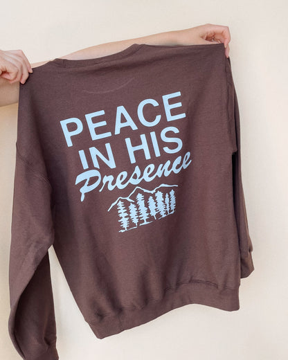 Peace In His Presence Brown Crewneck